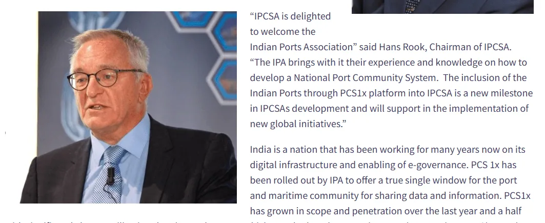 Hans Rook, Chairman of IPCSA, commenting on PCS 1x