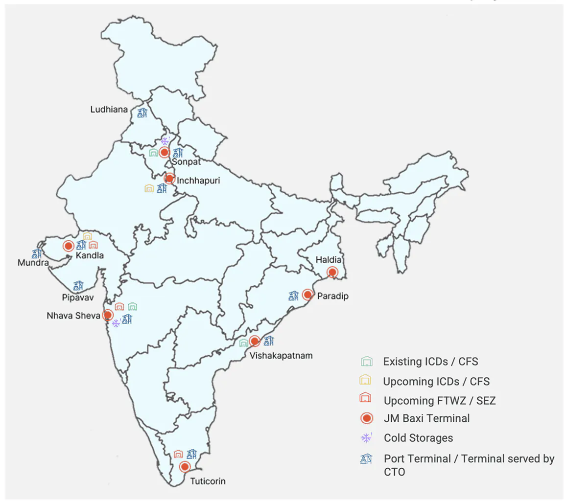 Portall's terminals and facilities across India
