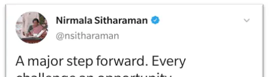 Post by Nirmala Sitharaman recognising PCS 1x